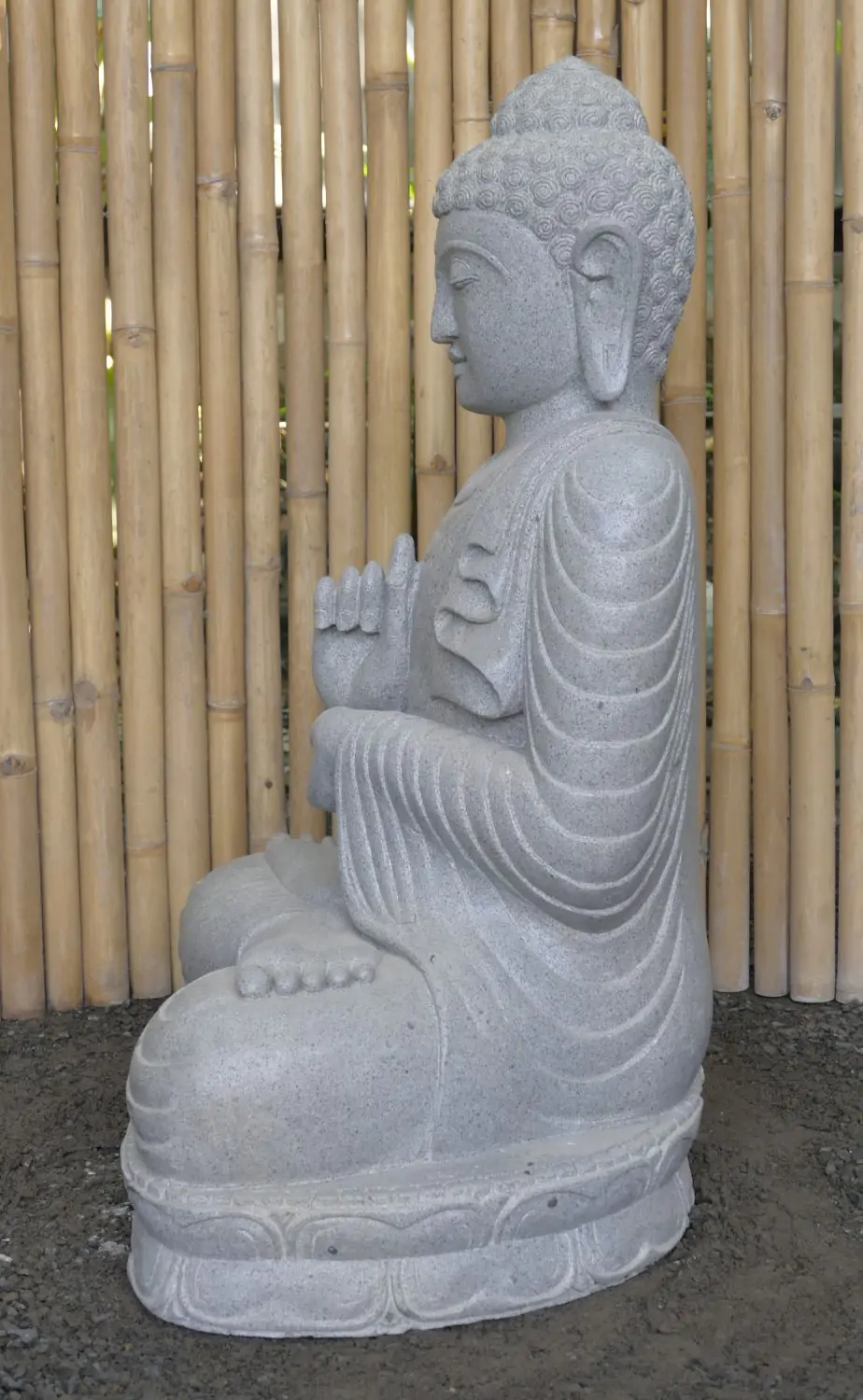  Product image 4 of the product “Seated Buddha, position Dharmachakra, 70 x 54 x 100 cm, riverstone grey ”